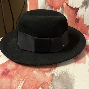 NWOT Kate Spade 100% Wool Black Hat Fedora Hats Off to You!